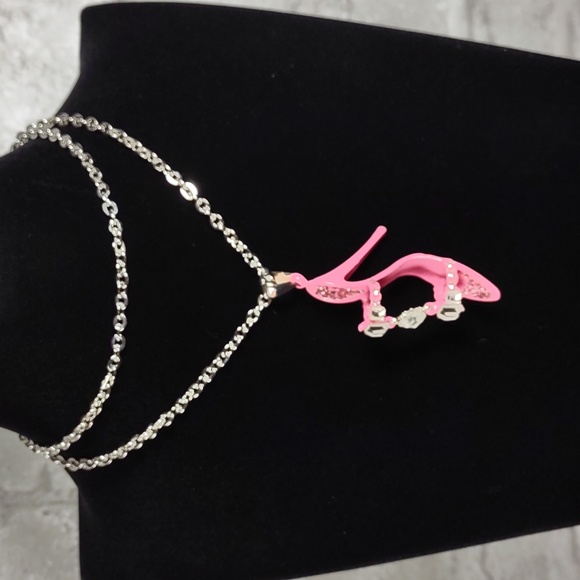 Pink Stiletto Mule High Heel Shoe Necklace - Picture 3 of 3